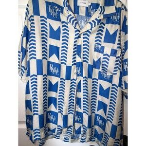 Rhude Blue Grasse Silk Shirt - Blue/Ivory
Mens XL Short Sleeve
